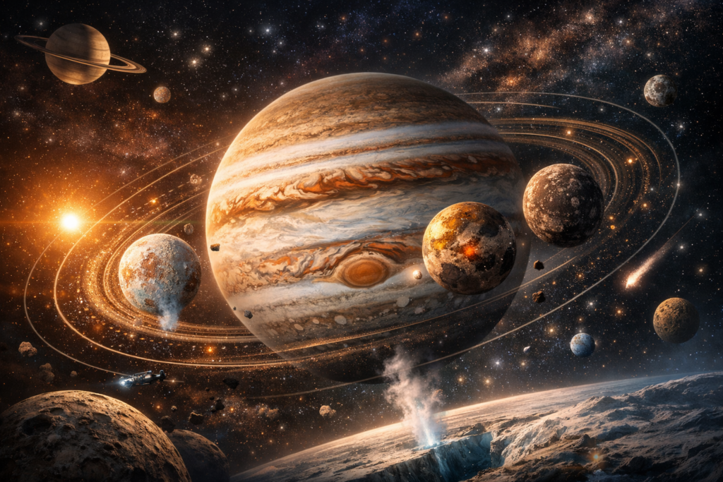 Life on Saturn and Jupiter’s Moons- Mini Solar Systems Inside Our Solar System